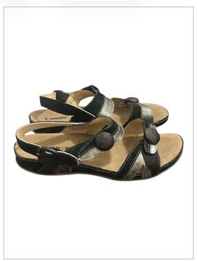 Romika Black & Silver Leather Comfort Walking Strappy Sandals EU Size 38